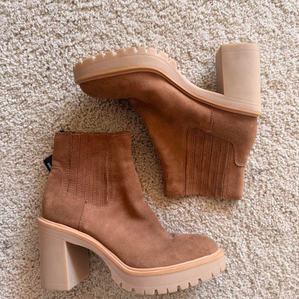 New Dolce Vita Tan suede chunky platform boots